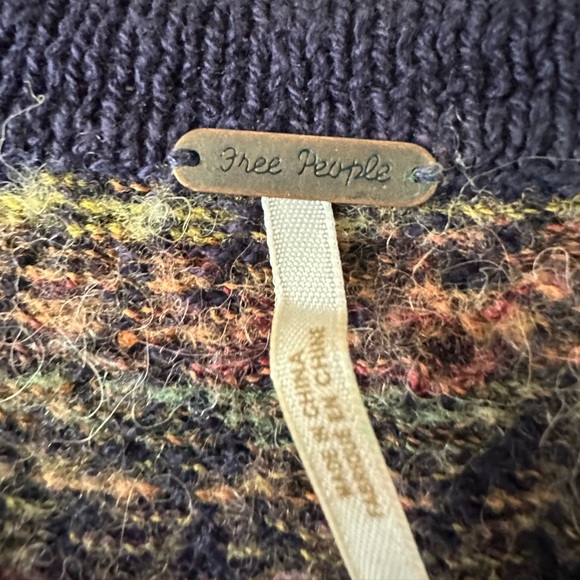 Free People Vintage Navy Floral Sweater Mini Dress, Size M - Picture 6 of 8